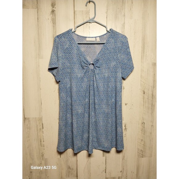 Susan Graver Blouse Lot Of 2 Blue Pink Size Medium - Picture 4 of 9